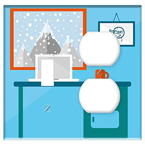 2-Gang, Toggle Outlet Combination Wall Plate Cover - Office Work Pc Organization Coffee Pen Computer 1