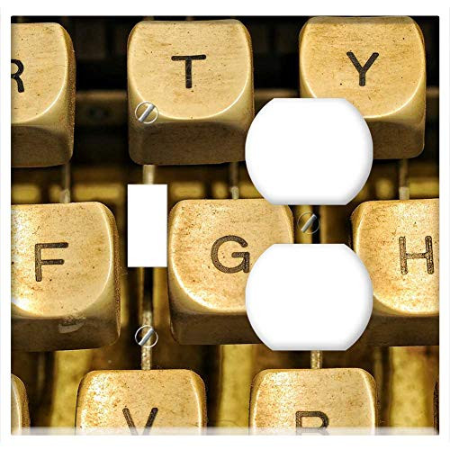 2-Gang, Toggle Outlet Combination Wall Plate Cover - Letters Machine Writing Texture Journalism Poetry