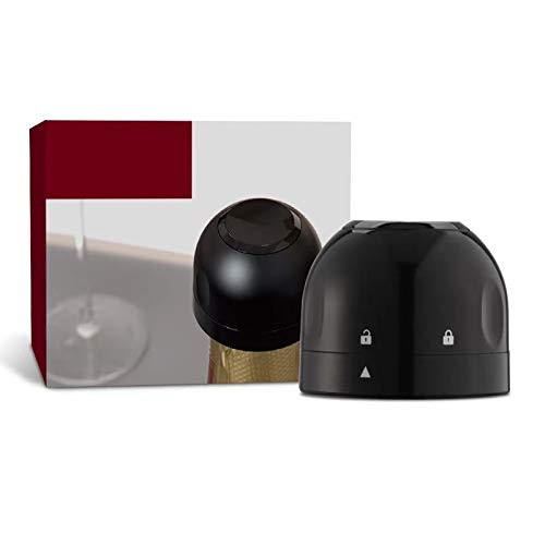 Champagne Stopper, Champagne Stoppers Cork, Bottle Sealer for Champagne, Cava, Prosecco  and  Sparkling Wine, Silicone Sealed Champagne Bottle Stopper, Gift Accessories for Champagne, 1 Pack, Black