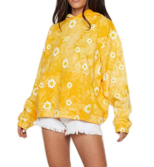 Women's Tie Dye Hoodie Shirt Lightweight Long Sleeve Sweatshirts Pullover Casual Hooded Tops (Yellow, X-Large) Women's Tie Dye Hoodie Shirt Lightweight Long Sleeve Sweatshirts Pullover Casual Hooded Tops (Yellow, X-Large)