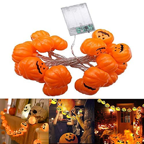 Dream Loom Halloween Lights,Steady/Flashing Pumpkin Lights, 8.2ft 3D Jack-O-Lantern String Light, Halloween Party Decoration (Warm White)