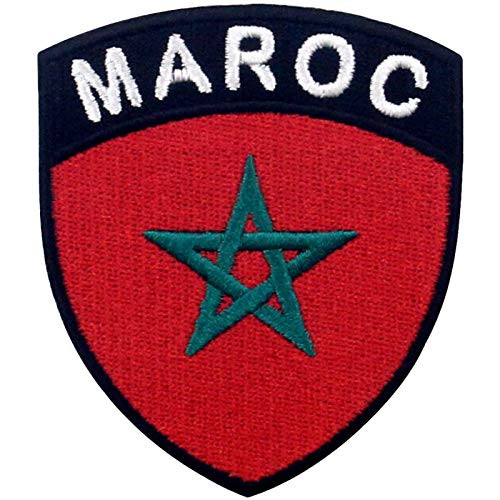 EmbTao Morocco Shield Flag Patch Embroidered Applique Iron On Sew On Moroccan National Emblem EmbTao Morocco Shield Flag Patch Embroidered Applique Iron On Sew On Moroccan National Emblem