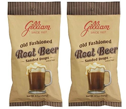 Gilliam Old Fashioned Candy Flavored Sanded Root Beer Drops Pack of 2 (4.5 oz. Bag) (Root Beer)