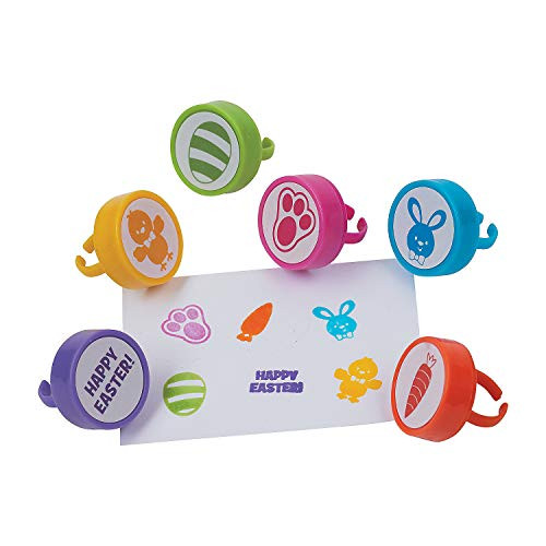 Fun Express - Easter Stamper Rings for Easter - Stationery - Stamps - Stamps - Self Inking - Easter - 12 Pieces