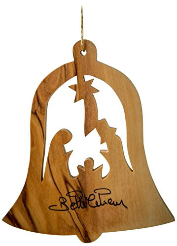EARTHWOOD FINE WOOD PRODUCTS N-07 Olive Wood Bell Shaped Ornament, Brown