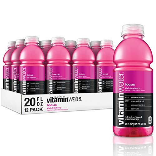 vitaminwater focus, kiwi-strawberry flavored, electrolyte enhanced bottled water with vitamin b5, b6, b12, 20 fl oz, 12 pack