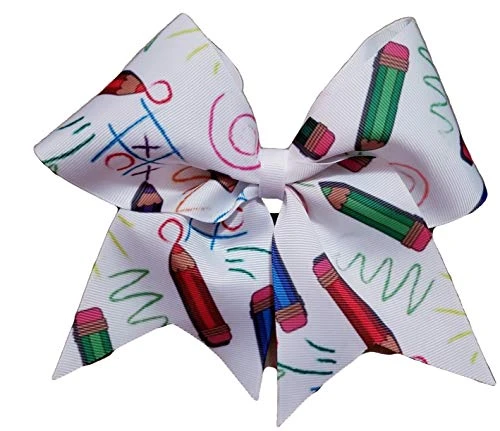 AZBOWS Cheer Bows Preschool Schooldays Crayons and Pencils and Writing Hair Bow
