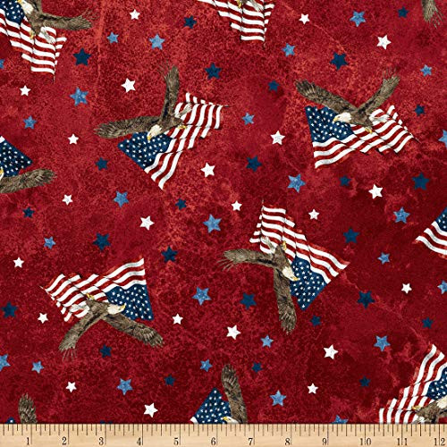 Northcott Stars and Stripes Soaring Eagles Red Multi Quilt Fabric By The Yard