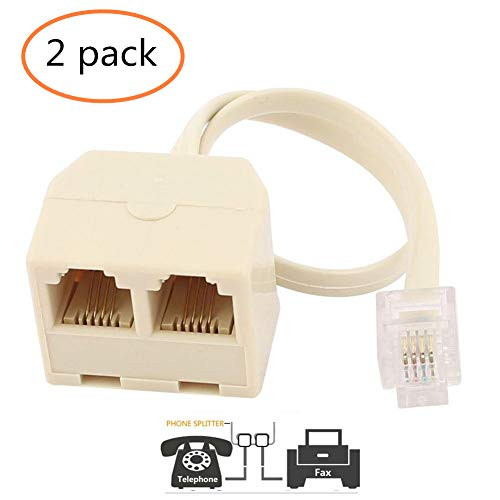 LinaLife 2pc RJ11 6P4C Male to Female 2 Way Outlet Telephone Jack Line Adapter Striking rj11 male to female two way telephone splitter converter cable