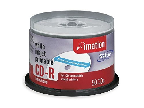 Imation 52x CD-R 700 MB 80 Min 50 Pack Spindle White IJ Printable Hub