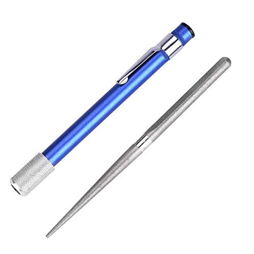 PUSOKEI Diamond Sharpening Stick,Multipurpose Sharpening Stone Pen Type Diamond Knife Sharpener Stick for Outdoor Kitchen,with A Shirt Pocket Clip