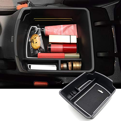 SKTU Compatible with 2020 2021 Seltos Celtos Car Center Console Organizer Insert ABS Black Materials Tray Kia Armrest Box Glove Secondary Storage Box with Coin and USB Hole