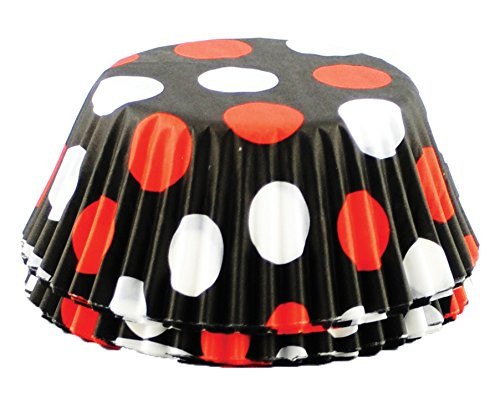 Fox Run 6899 Polka Dot Bake Cups Black with Red