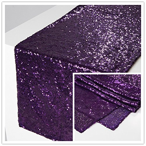 Zdada Purple Celebration Sequin Table Runners Christmas Sparkly Table Cover-12 x 72