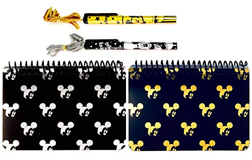 Disney Mickey Mouse Spiral Autograph Books - 2 Books Set with 2 Necklace PENS (SMALLHEAD with PENS)