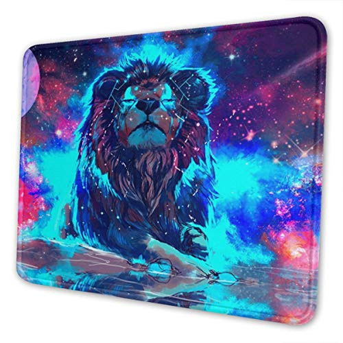Star Lion Mouse Pad with Stitched Edge, Premium-Textured Mouse Mat, Non-Slip Rubber Base Mousepad for Laptop, Computer  and  PC, 10.3x8.3x0.03 inch