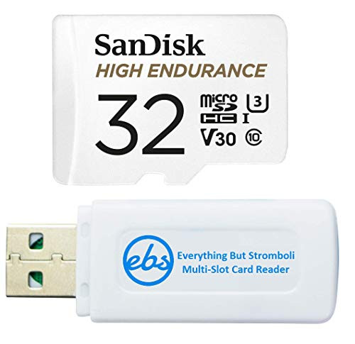 SanDisk 32GB High Endurance Video Card MicroSDHC for Dash Cams Works with Garmin Mini, 56, 66W Dash Cameras (SDSQQNR-032G-GN6IA) Bundle with (1) Everything But Stromboli SD and Micro SD Card Reader SanDisk 32GB High Endurance Video Card MicroSDHC for Dash Cams Works with Garmin Mini, 56, 66W Dash Cameras (SDSQQNR-032G-GN6IA) Bundle with (1) Everything But Stromboli SD and Micro SD Card Reader