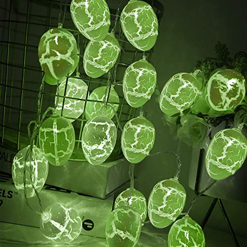 10 LED Easter Decorations Eggs Lights Battery Operated, Colorful Decorative Easter Eggs Lights String for Easter Tree Decor, Easter Home Decor, Easter Party Decor, Warm White (Green)