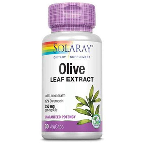 Solaray Guaranteed Potency Olive Leaf Extract, Veg Cap (Btl-Plastic) 250mg   30ct