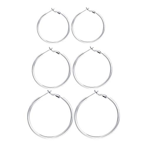 3 Pairs Sterling Silver Hoop Earrings - 14k White Gold Plated Hoop Earrings Big Hoop Earrings Set Silver Hoop Earrings for Women Girls Valentine's Day Gift (30MM 40MM 50MM)
3 Pairs Sterling Silver Hoop Earrings - 14k White Gold Plated Hoop Earrings Big Hoop Earrings Set Silver Hoop Earrings for Women Girls Valentine's Day Gift (30MM 40MM 50MM)