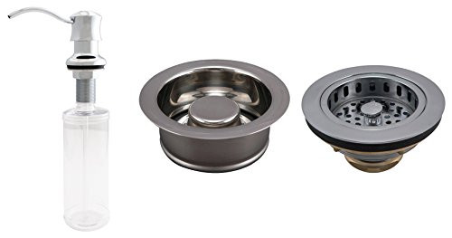 Plumb Pak KITK5445CPGD Basics Kitchen Kit with Garbage Disposal Stopper, Drop Post Sink Strainer, and Soap Dispenser, Polished Chrome