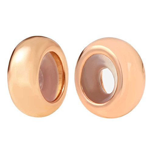 Junyi Jewelry 2 PCS Clip Stopper Charms with Silicone Ring 925 Sterling Silver Spacer Charm for Pandora Bracelet (Rose Golden)
