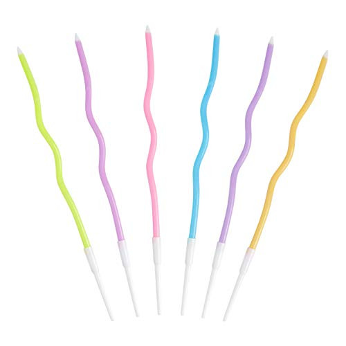 GARNECK 60pcs Swirl Birthday Candle Spiral Cake Candles in Holders Twisty Cupcake Candle Cake Decoration Birthday Wedding Party Supplies
