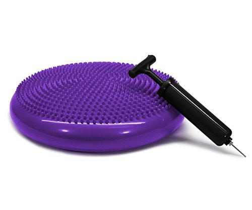 Boshen Yoga Exercise Balance Stability Disc Inflated Wobble Cushion Core Trainer Wiggle Seat with Air Pump, Purple