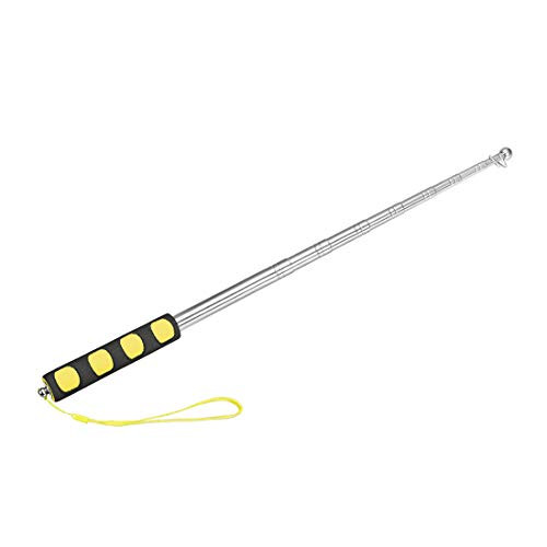 uxcell 5.25ft/1.6m Telescopic Handheld Flagpoles Stainless Steel Telescopic Guide Flag Pole Sponge Handle Teaching Pointer for Tour Guide and Teachers Yellow