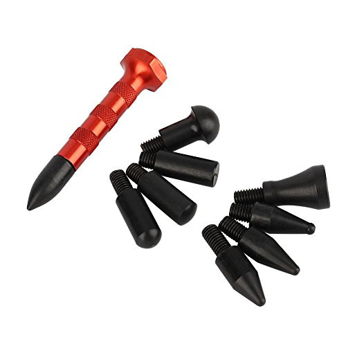 Qiilu Car Dent Repair Tool, 1 Repair Pen With 9 Heads Tap Down Knockdown Dent Repair Hail Removal Tools