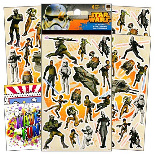 Stickers for Kids - 4 Sheets of Stickers Bundle Includes 3 Specialty Separately Licensed GWW Reward Stickers (Star Wars Rebels)