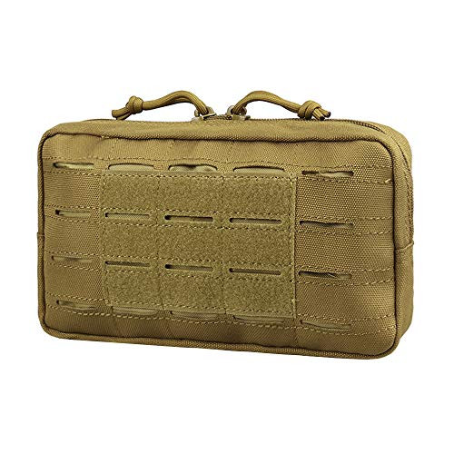 AMYIPO Equipment Multi-Purpose Tactical Molle Admin Pouch EDC Utility Tools Bag Utility Pouches Molle Attachment Military Modular Attachment Small Pouch (Tan)