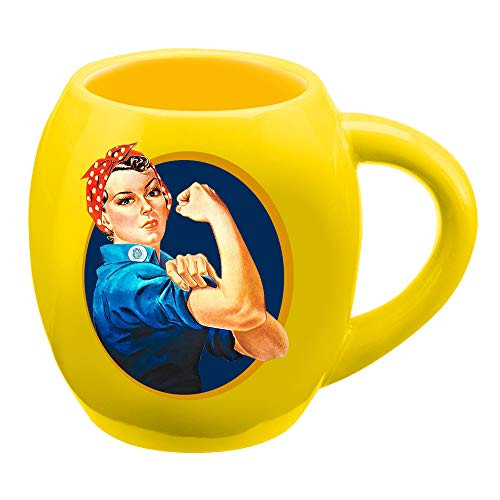 Vandor 61261 Smithsonian Rosie The Riveter 18 Oz. Oval Ceramic Mug Yellow