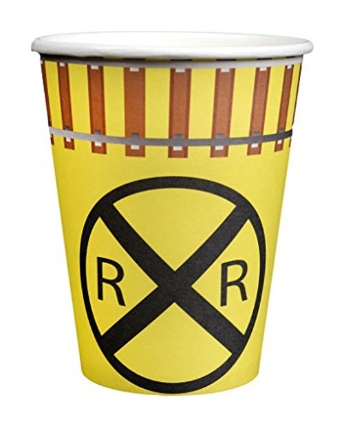 Railroad Sign 12oz Party Paper Cups (For Hot and Cold, 8 Pack) Railroad/Train Party Collection by Havercamp