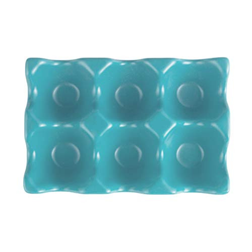 Cabilock Ceramic Egg Holder Chicken Egg Cartons 6 Grids Egg Storage Containers Chicken Egg Carton Trays for Storage Keeper Storer (Blue)