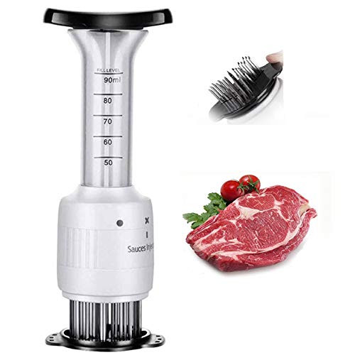 Congis Meat Tenderizer Tool with Stainless Steel Sharp Needle Blades, Flavor Marinade Meat Injector Syringe for Home Kitchen Flavor Marinade Meat BBQ Steak Beef Turkey Chicken Pork