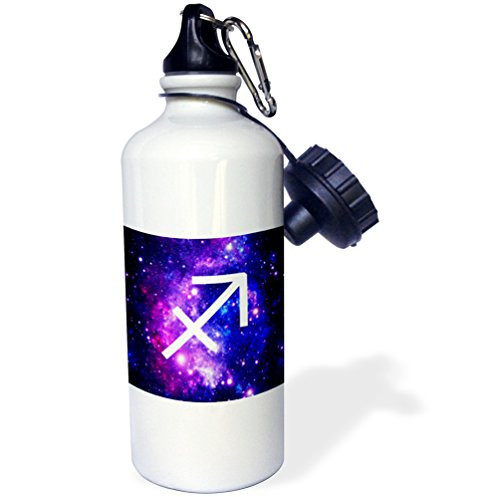 3dRose Sagittarius Star Sign on Purple Space Background-Horoscope Symbol-Sports Water Bottle, 21oz (wb_202175_1), Multicolored