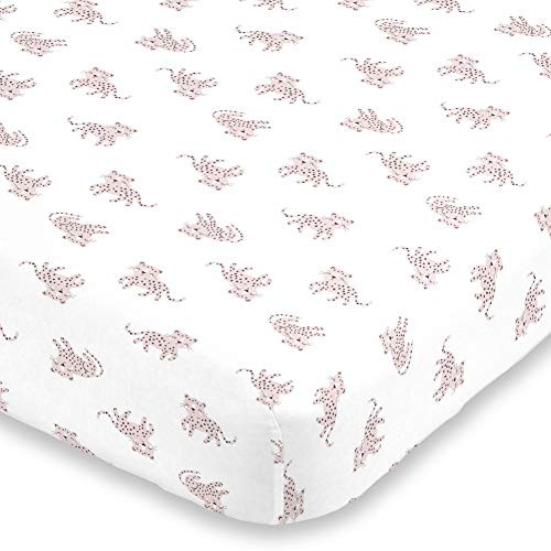 NoJo Cheetah Pink and White Super Soft Mini Crib Sheet, Pink, White NoJo Cheetah Pink and White Super Soft Mini Crib Sheet, Pink, White