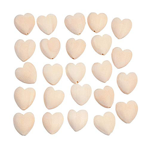 1 inch Wood Heart Shaped Beads (24Pc) - Crafts for Kids and Fun Home Activities