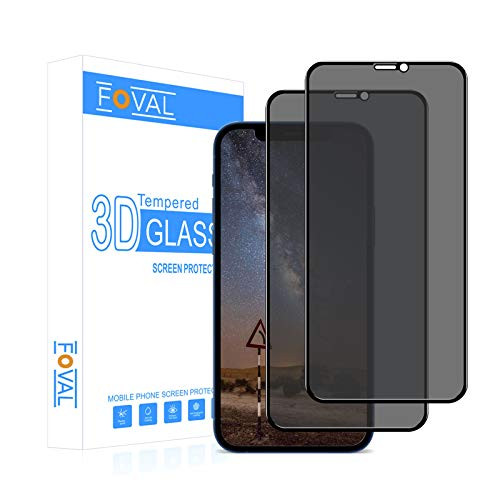 Foval Compatible with iPhone 12 Pro Max Privacy Screen Protector (2 Pack) 6.7, (Full Coverage)(Bubble Free)(Case Friendly) Anti Spy Tempered Glass with Alignment Tool for iPhone 12 Pro Max