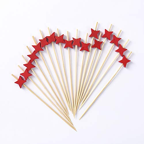 Anchengcraft 200 Pieces Bamboo Cocktail Toothpicks Decorative Fruit Skewers Appetizer Toothpicks Wooden Party Picks for Appetizer, Drink, Sandwich and Cupcake (08)