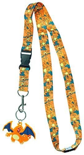 Pokemon Charizard Breakable Lanyard with Bonus Rubber Charizard Keychain