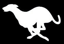 Greyhound White Decal Vinyl Sticker|Cars Trucks Vans Walls Laptop| White |5.5 x 3.5 in|LLI597