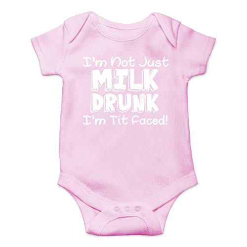CBTwear I'm Not Milk Drunk I'm Tit Faced Funny Romper Cute Novelty Infant One-Piece Baby Bodysuit (Newborn, Pink)