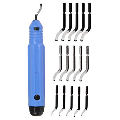 Metal Deburring Tool Kit Deburring Cutters Set, Anti-Slip Handle with 15 High-Speed Steel Rotary Deburr Blades Set, Great Burr Remover Hand Tool for Wood, Plastic, Aluminum, Copper and Steel