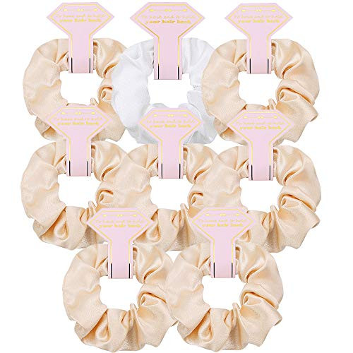 8pcs Satin Bridesmaid Proposal Gifts Hair Ties Hair Scrunchies Bachelorette Party Favors Satin Bridesmaid Gift for Wedding Parties (white  and  champagne)