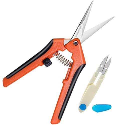 HyleJhJy Pruning Shears Hand Pruner Gardening Shears Florist Scissors Floral Snips Flower Trimmer with Straight Tip Stainless Steel Blades  and  Bonsai Pruning Scissors for Bud and Leaves Trimmer,Orange