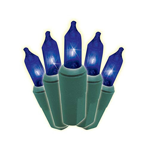 Brite Star 100 Count Mini String to String Lights, Green Wire, Blue (Renewed)