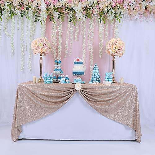 TRLYC Seamless-Sequin- Tablecloth Square Sequin Tablecloth, 55x55-Champagne