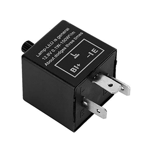 Flasher Relay,Delaman Adjustable LED Light Flasher Blinker Relay Fix For Turn Signal Indicator, 12V 3 Pin